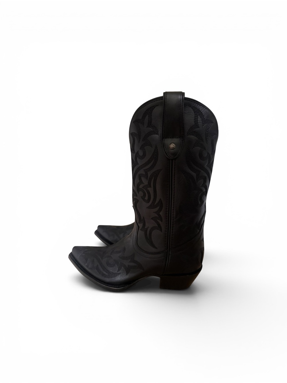 *NWT* LIBERTY Black Black Embossed Leather Western Heeled Boots Size 8.8